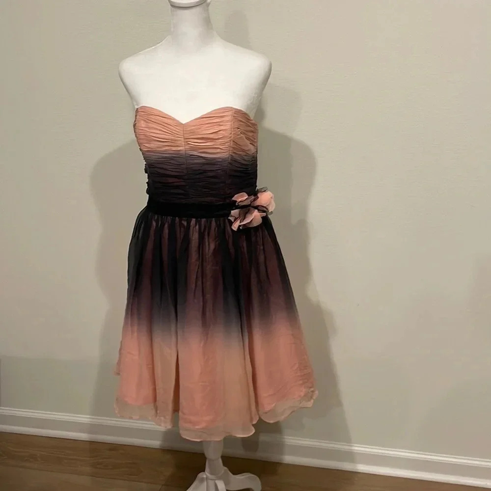 Betsy Johnson strapless ombrรฉ mini lined dress, vintage,